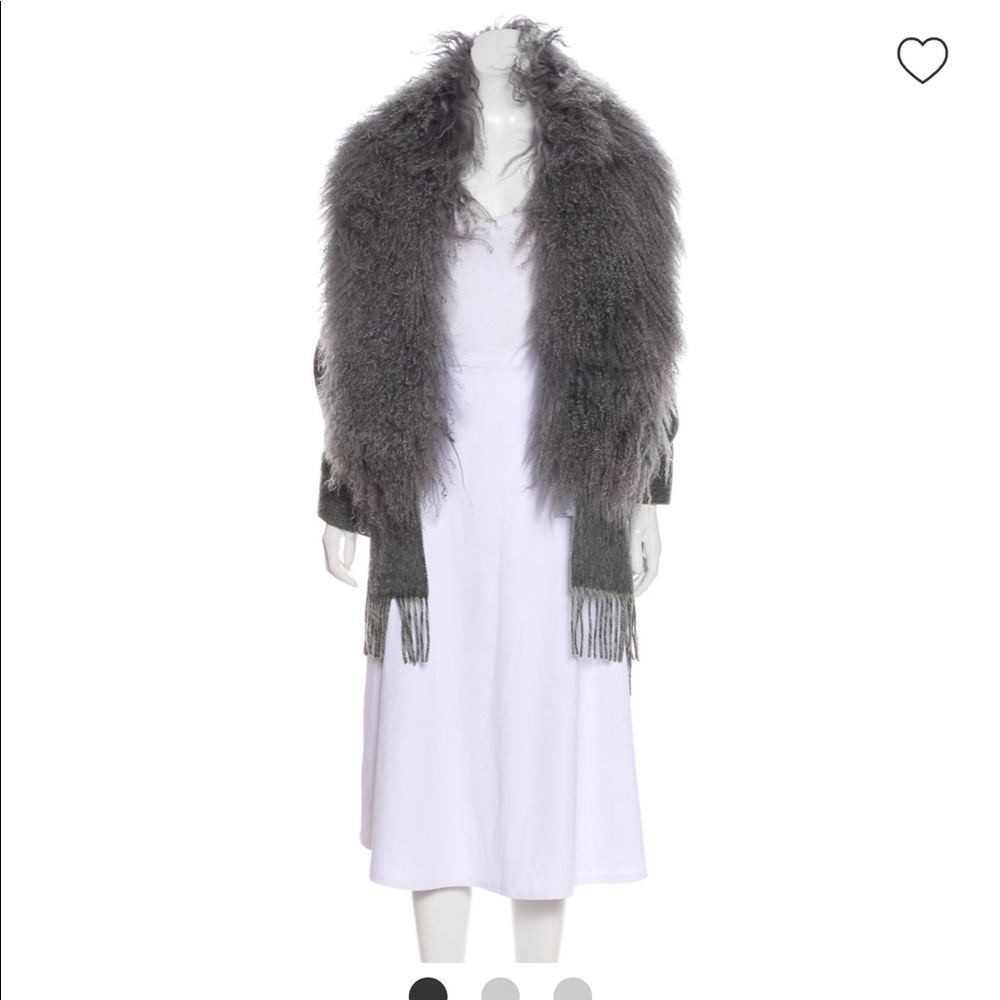 Pologeorgis shearling-trimmed wool shawl